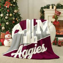 Fall Throw Blanket Flannel Blankets Super Soft Cozy Smooth Christmas Blankets Lightweight Plush Autumn Blankets Christmas Decoration Texas A&M Aggies Logo Pattern Blanket For Home Bed Sofa - trắng - Xem 4