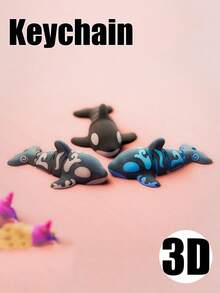 1个3D打印鲸鱼钥匙扣，节日活动生日礼物 - 藏蓝色 - 查看 4