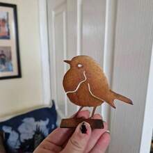 1pc Vintage Metal Nightingale Sculpture With Natural Rust Effect, Suitable For Outdoor Garden Fence Decor, Animal Art Theme, Desktop Display, Ideal Gift For Bird Lovers, Grandparents On Valentine's Day, Easter - Multicolor - View 4