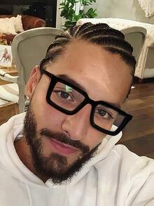 1 par de gafas de moda cuadradas retro de acrílico para hombres, adecuadas para lectura diaria, transporte y combinación de atuendos - Multicolor - Ver 11