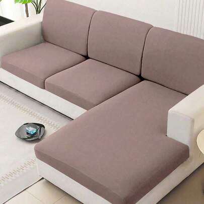 1件简约纯色牛奶丝弹力沙发坐垫套，四季皆宜