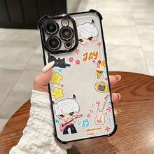 Funda para Kpop E-Compatible con 17 16e 16 15 14 13 12 11 Pro X XR XSMAX 8 Plus Anticaída Transparente Cubierta Trasera Suave, Funda Antigolpes,Cubierta de Uso Diario,Diseño Kpop,Tema de Anime,Cubierta Ligera,Material Duradero,Amantes del Kpop,Fans del Anime17 17promax - Negro - Ver 5