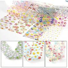 300Pcs Flowers Nail Foil, Holographic Nail Art Foil Flower Transfer Foils Paper 3D Floral Nails Stickers Fingernail Wraps Decals Manicure Design Kit Nails Decoration - No1 - 查看 6