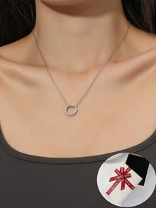 Colar com pingente circular de zircônia (1 peça) para mulheres e meninas, elegante e clássico, para uso diário e casual. Presente ideal para mães, melhores amigas, namoradas e casais.