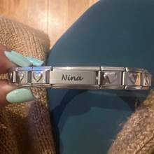 Silver Stainless Steel 6.75 Inch Italian Charm Bracelet Starter With Opening Interchangeable 9mm Modular Nomination Bracelet Jewelry Women Men - Vàng-Văn bản tùy chỉnh - Xem 4