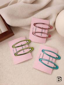 12个/6个装精致透明几何椭圆形BB夹，时尚发夹，适合女性和女孩，适合上学、秋季佩戴，可爱蝴蝶结发夹，头饰，发卡 - 彩色 - 查看 13