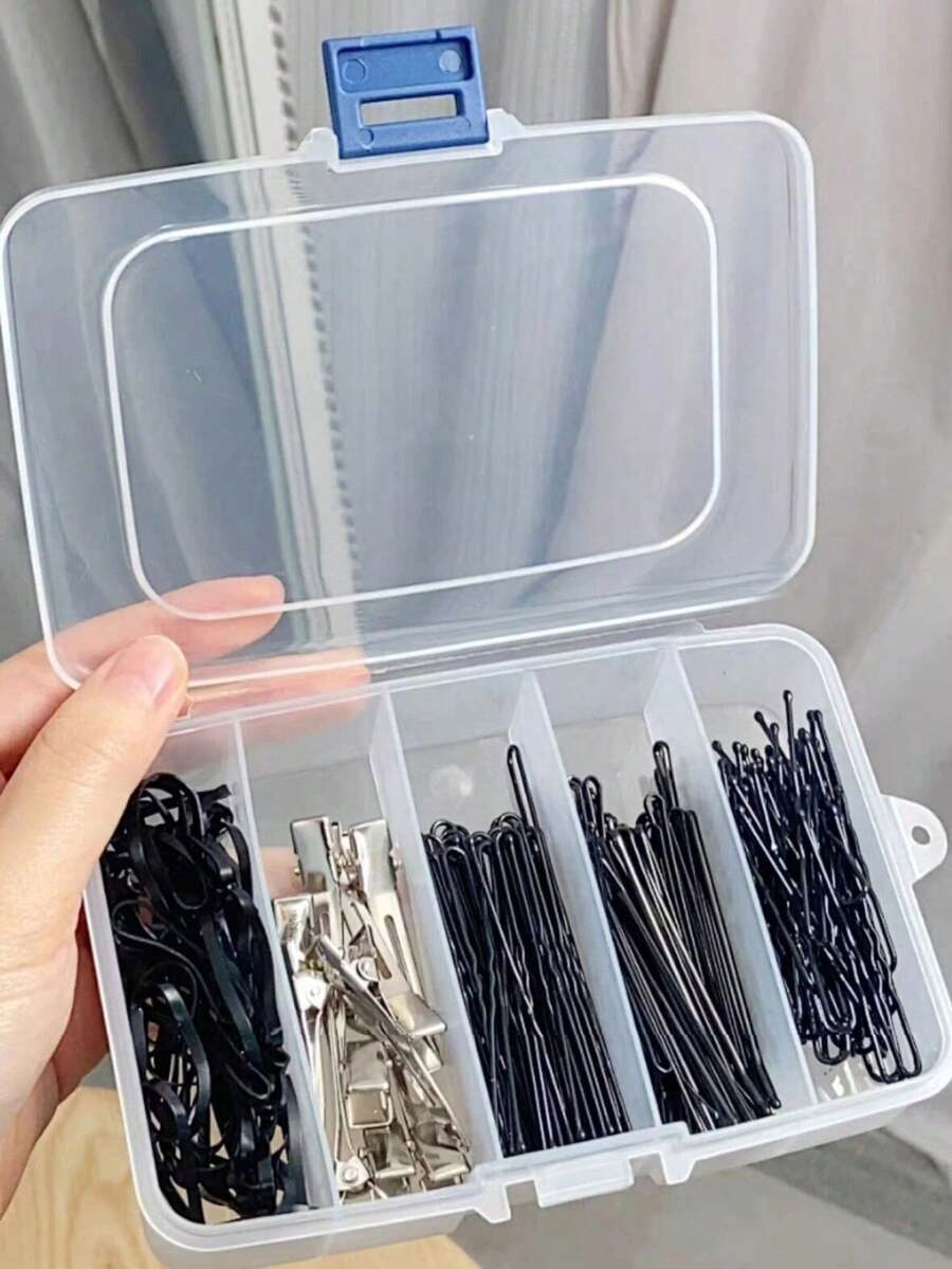 1pc Hair Clip & Jewelry Storage Box With Multiple Compartments Bag, Room Decor, Bags, Makeup Bag, Vanity, Travel, Make Up Bag, Travel Essentials, Organizer, Storage, Travel Essential, Makeup Organizer, Makeup Bags, Toiletry Bag, Desk Organiser, Cosmetic Bag, Makeup Pouch, Make Up Organizer, Vanity Accessories, M - Multicolor - View 1