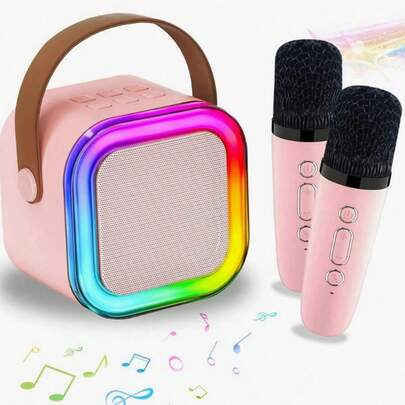 Mini Karaoke Machine, Portable Wireless Karaoke Speaker With 2 Wireless Microphones, Karaoke Microphone Machine Toy, Suitable For Parties/Meetings/Adults, Best Choice For Gifts And Gatherings.
