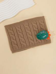 1pc Kids/Toddlers Dinosaur Knitted Scarf, Children's Cable Knit Neck Warmer, Autumn/Winter Warm Neck Gaiter, Cute Dinosaur Design