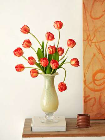 1束/3束（3朵/9朵）双瓣郁金香仿真花，适用于房间、客厅、派对、花园装饰、婚礼、餐厅餐桌装饰、节日礼物