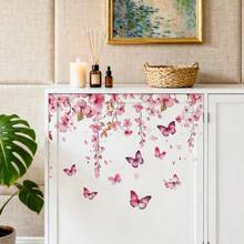 1/3pcs Minimalist Plant And Floral Toilet Seat Sticker Set, Self-Adhesive Bathroom Wall Sticker, DIY Removable Waterproof Toilet Sticker, Bathroom Tank Beautification. - Multicolor - View 2