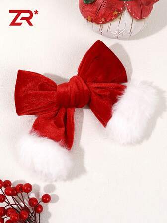 1个圣诞发夹，女士蝴蝶结发夹，适合女孩和青少年，圣诞装饰发饰，蝴蝶结礼物，蝴蝶结发夹，秋冬季女士发饰，新年发饰，发爪，发夹，发饰