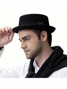 1 szt. Modny męski kapelusz fedora, 100% poliester i superelastyczne włókno, regulowany okrągły kapelusz jazzowy Pork Pie, materiał nieelastyczny, pranie ręczne – męski dodatek modowy