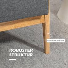 HOMCOM Three-Seater Upholstered Sofa, Rubberwood, 154.5 X 69.5 X 73, Grey On Site