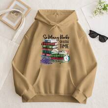 Printed  Hoodie | "So Many Books, So Little Time" Vintage - Beige - View 2