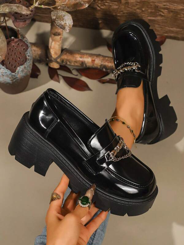 Women's Fashion Casual Round Toe Slip-On Loafers, Platform Shoes, Ladies Flats