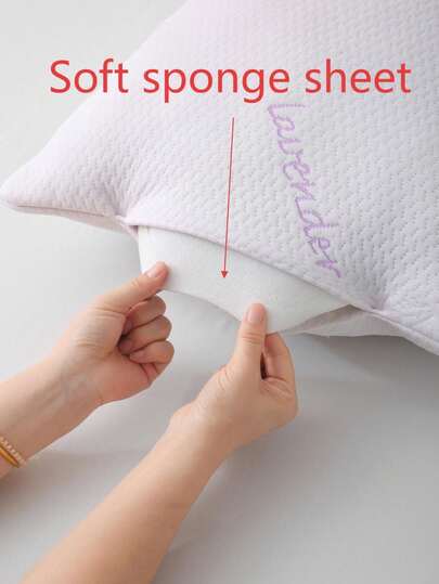 1pc Zachte Breathable LAVENDER SCENT Pillow, Shredded Memory Foam Pillows, Bed Pillows Bedroom Sleeping, Stress Fades, Sleep Blooms, Backrest Kussen view 6