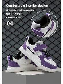 1 Paar Kinder Lässig schuhe, Farbblockdesign, bequem, vielseitig, leichte Outdoor Low-Top Sneaker - Violett - Übersicht 10