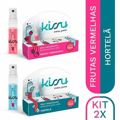 Kissu Spray Bucal 15ml - Kit com 2 (Frutas Vermelhas + Hortelã)
