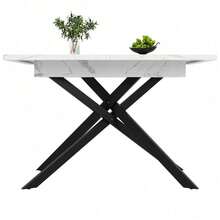 Tavoli da pranzo - Bianco+Nero+MDF+Metallo-1 - Visualizzare 8