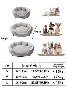 1pc Plush Dog Bed, Non-Slip And Waterproof Bottom, Warm And Chew-Resistant For Winter - Camel - View 2