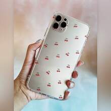 Funda de teléfono a prueba de golpes de borde suave y moderna: Funda de teléfono transparente de cereza suave de cobertura total compatible con iPhone 15/14/13/12/11/7/8/PLUS/XSMAX/XR/XS/X. Esta funda a prueba de golpes es un compañero confiable para tu teléfono. - 1 pieza - Ver 1