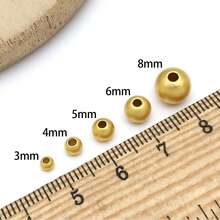 10/30颗磨砂哑光金珠黄铜珠持久耐用圆形隔珠无缝散珠，适合夏季夏威夷风格，可用于制作叠戴项链、手链和耳环 - 金色 - 查看 3