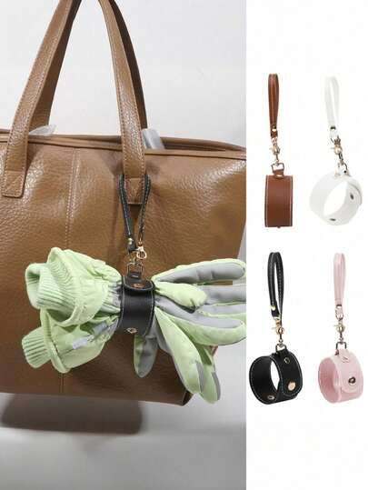 1/2Pcs/Set PU Leather Gloves And Towel Clips, Fashionable Portable Gloves And Scarf Storage Buckles, Multi-Functional Bag Pendants, Suitable For Travel Storage And Home Storage