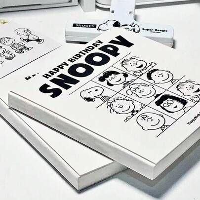 1set/100pcs Snoopy Thickened Square Grid Student Notebook Ins Style High Face Ins Style Notebook Random Styles, Christmas Stocking Fillers,Christmas Gifts,Christmas,Christmas Decorations