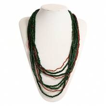 مجموعة قلادة سلسلة السترة الطويلة والأقراط متعددة الطبقات ذات اللؤلؤ الاصطناعي بطراز قديم وبسيط