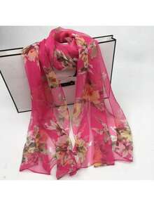 1條復古花卉印花巴厘羊毛圍巾,經典植物圖案防風披肩,休閒遮陽頭巾旅行沙灘巾,婚禮新娘禮服派對晚禮服披肩 - 彩色 - 查看 8