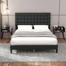 Lifezeal Mid Century Modern End Table With Open Shelves Metal Support Legs For Bedroom - 黑色 - 查看 4