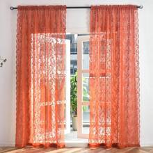 Lace Curtains 84 Inches Long - Rustic Branch Leaf Floral Patterned Ivory Sheer Lace Curtains For Living Room, Scalloped Macrame Country Sheer Curtain 2 Panels, 52 X 84 Inch, Cream/Ivory - 亮橙色 - 查看 7