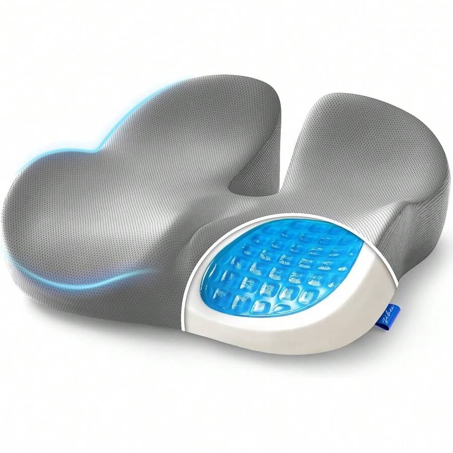 Gel Seat Cushion For Office Chair And  Seat With  Zoning, Memory  Chair Cushion For , Lower ,   And  Venlaon, Non- & Airy Cover - 灰色 - 查看 1