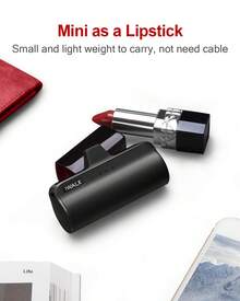 Mini Portable Power Bank, 3350mAh Cute Mobile Power Supply. Outdoor Emergency Battery, For IPhone 14/14 Pro Max/13/13 Pro/12 Pro/11/XS/XR/X/8/7/6 - màu đen - Xem 5
