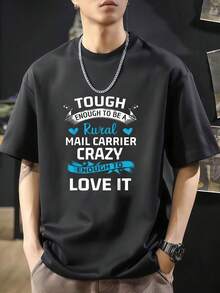 Camiseta informal de moda con divertido regalo de cartero rural Camiseta de manga corta de algodón de 220 g, impresión por una cara - Negro - Ver 1
