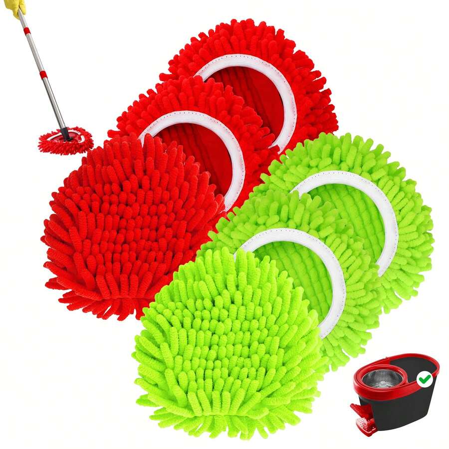 Bộ 3 đầu lau nhà bằng vải nhung thay thế tương thích với hệ thống O-Cedar Easy Wring 1 bình chứa, đầu lau bụi bằng vải nhung thay thế, miếng lau nhà xoay có thể tái sử dụng, lõi thay thế có thể giặt được để lau sàn - Nhiều màu - Xem 1