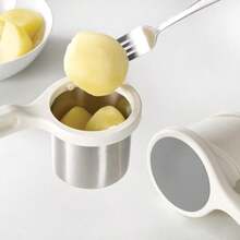 Joseph Joseph Helix Potato Ricer Masher Ergonomic Twist-Action Hand Manual Stainless Steel For Mashed Potato, Vegetable Purees, Stainless Steel, White - ColorB - View 2