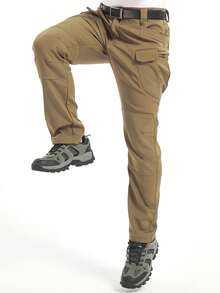 1件 ALPHA CAMP 男士户外防风防水抓绒软壳裤，冬季款 - 卡其色 - 查看 3