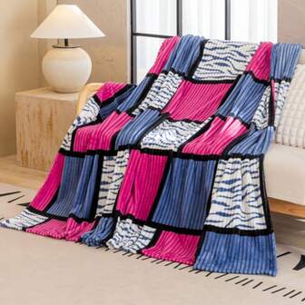 Square Checkered Fleece Throw Blanket Jacquard Boho Decorative Throw, Ultra Soft Plush Fuzzy Blanket For Couch, Bed & Travel, Thick Warm Cozy Blanket For Living Room, All Seasons