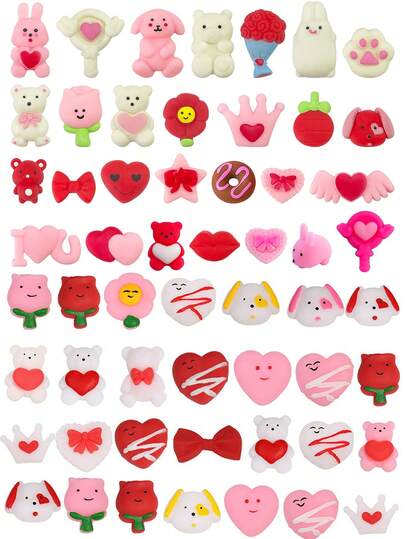 6/12/24pcs Random Valentine's Day Mochi Squeeze Toys - Mini Cute Squishy Stress Relief Toys - Valentine's Day Party Favors - Small Party Favor Bag Fillers, Also Suitable As Classroom Prizes