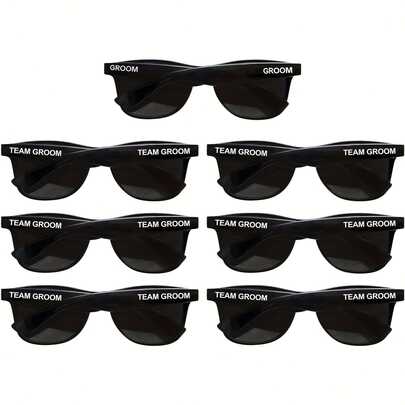 1pc Team Groom Party Glasses, Black Letter Glasses For Bachelor Party, Wedding Decoration, Creative Wedding Photo Prop, Fun Outdoor Wedding Decor, Groomsman Gift, Small Wedding Favor, Bridal Shower