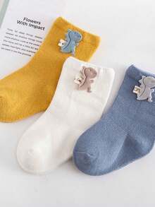 3 Pairs Thick Cartoon Baby Warm Mid-Calf Socks