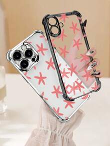Lujo Ligero, Estilo y BellezaCaso de teléfono con estrellas rojasFunda de Teléfono Transparente de Color Plata con Protección en las Cuatro Esquinas, Compatible con 17PROMAX, 17PRO, 17Air, 17, - transparente - Ver 3