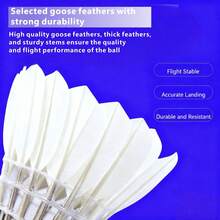 Set de 12 volantes de bádminton de alta tensión, duraderos y resistentes al viento, adecuados para jugadores avanzados, pueden soportar frecuentes intercambios sin necesidad de reemplazo frecuente