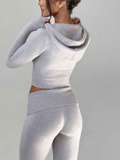 Damen Herbst Neu V-Ausschnitt Kurze Kapuzenpullover, mit Reißverschluss, Raglanärmel, Regular Fit Top