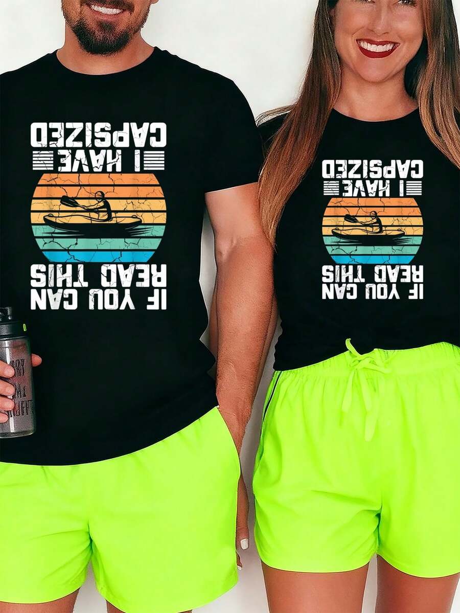 Cool Kayak Men Women Kayaking Lovers Boat Canoe Kayakers-Shirt Graphic Tees Men Crop Tops Couple Tee Outfits Men-Shirt - 黑色 1pcs WOMEN - 查看 1