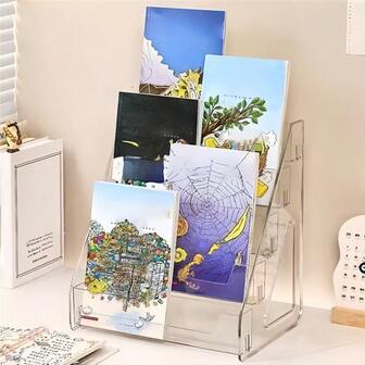 1 st femlagers daglig kontorsförvaring, kort-, bokförvaring, transparent akryl arkivställ, lämplig för sovrum, omklädningsrum, sminkbord, kan användas för filer, kosmetika, ögonskuggspalett, läppstift, parfym, platsbesparande bänkskiva