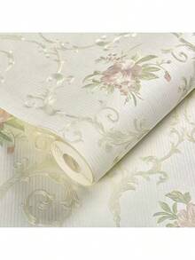 1pc Self-Adhesive 3D Embossed Non-Woven Fabric Wallpaper, Countryside Fresh Style, Suitable For Bedroom, Living Room, Dining Room. Waterproof, Oil-Proof - Multicolor - View 5