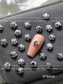 150pcs Camellia Nail Art Decorations, 3D Holographic Watercolor Rose, White Rose, Assorted Sizes Flower Nail Art Accessories Nails - Multicolor - View 17